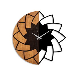 Wallity Reloj de pared decorativo de madera Nogal y Negro 56 cm